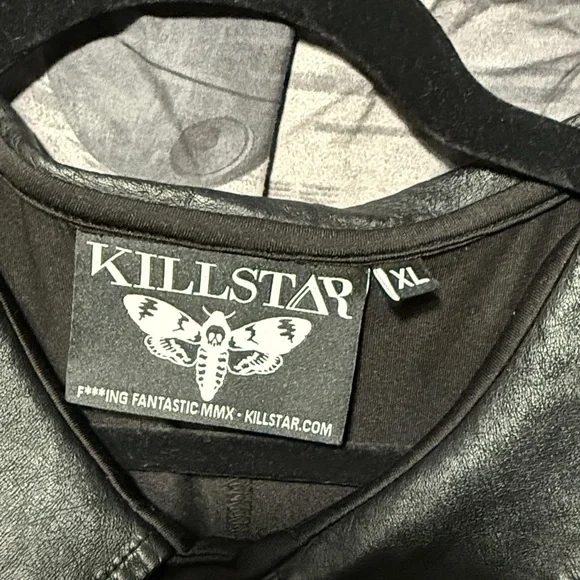 KILLSTAR MALICE FAUX LEATHER COLLARED SKATER DRESS SZ XL - Picture 3 of 9